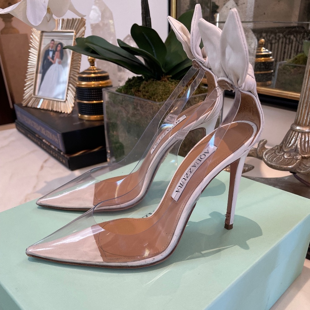 AQUAZZURA Bridal Bow Tie Plexi pumps - white